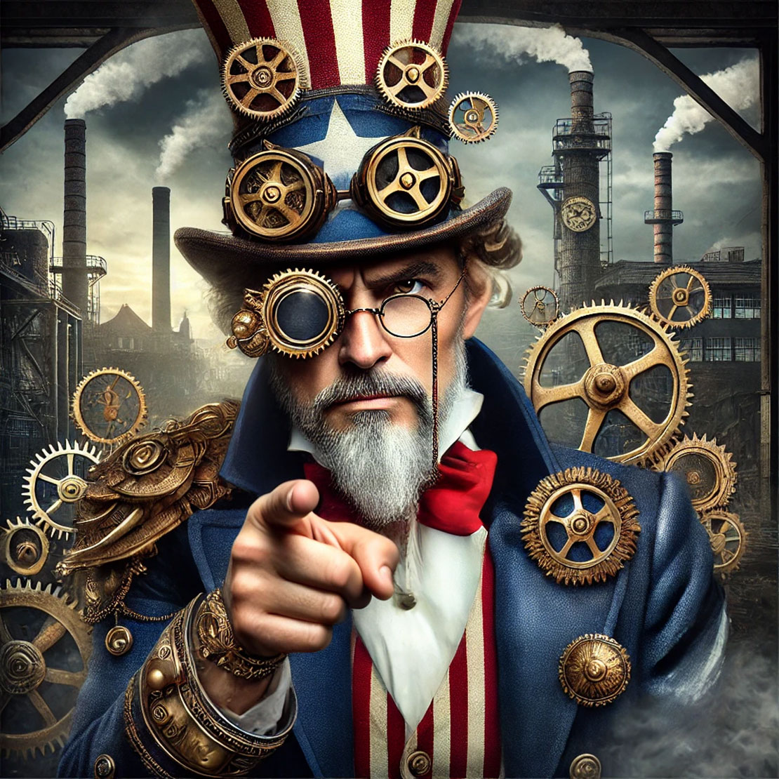 Steam punk uncle Sam graphic