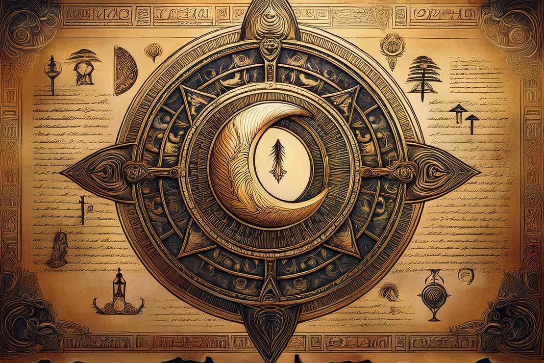 Graphic of ancient text that could hint at a mystical order called Order of The Crescent Star
