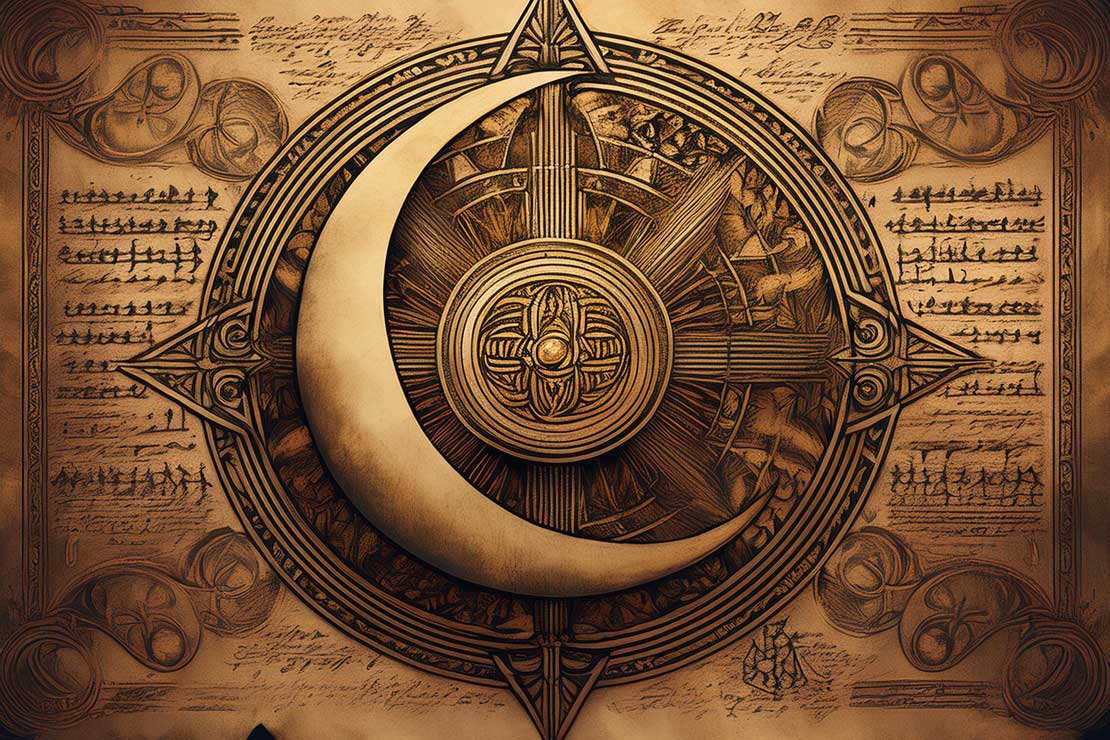 Graphic of ancient text that could hint at a mystical order called Order of The Crescent Star.