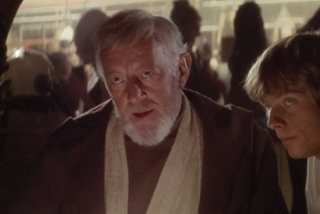 Obi Wan Kenobi negotiating for a ride on the Millennium Falcon. . 