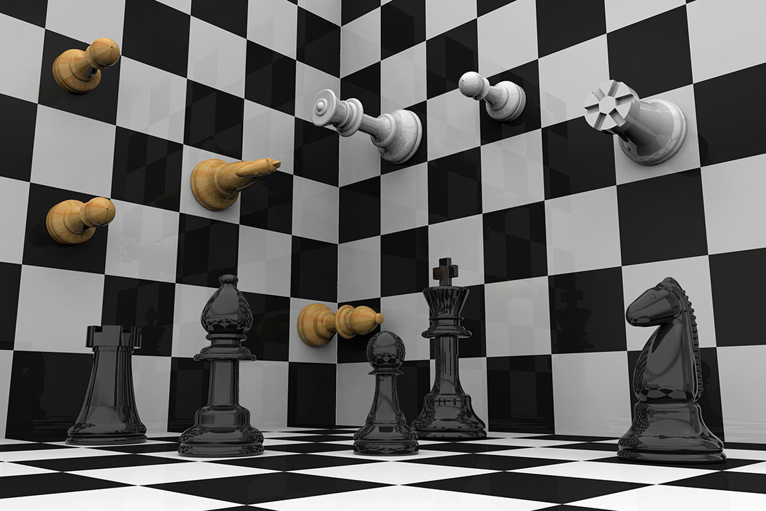 3D chess concept. 