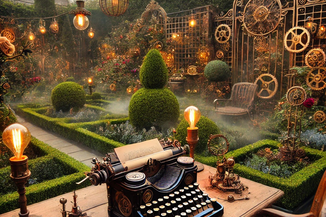 Steam Punk Garden. AI generated image. 